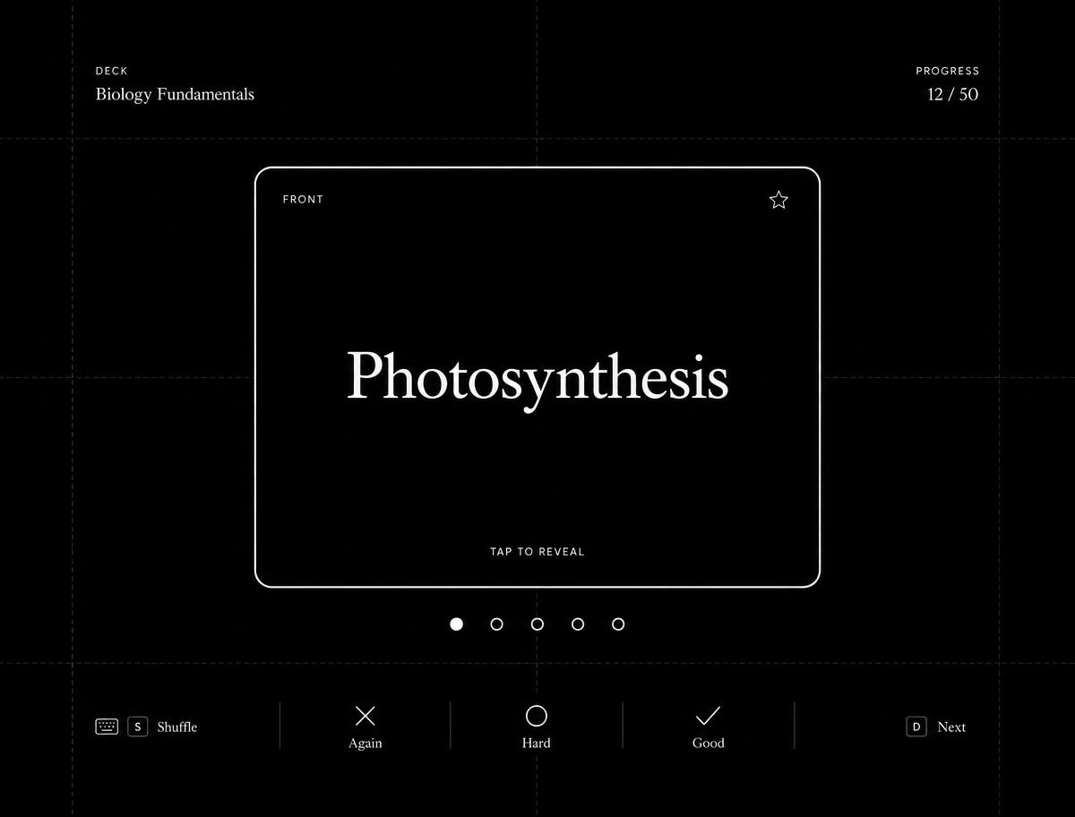 Flashcard interface